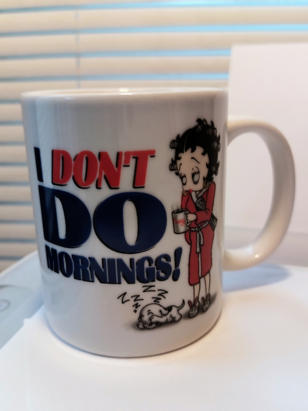 Betty Boop "I Don't Do Mornings" White Ceramic Coffee Mug
